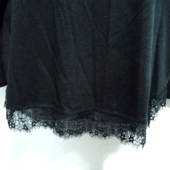 LC Lauren Conrad Shirt XXL Black Lace Bottom Trim and Ties in Back Casual Basic - Picture 5 of 12